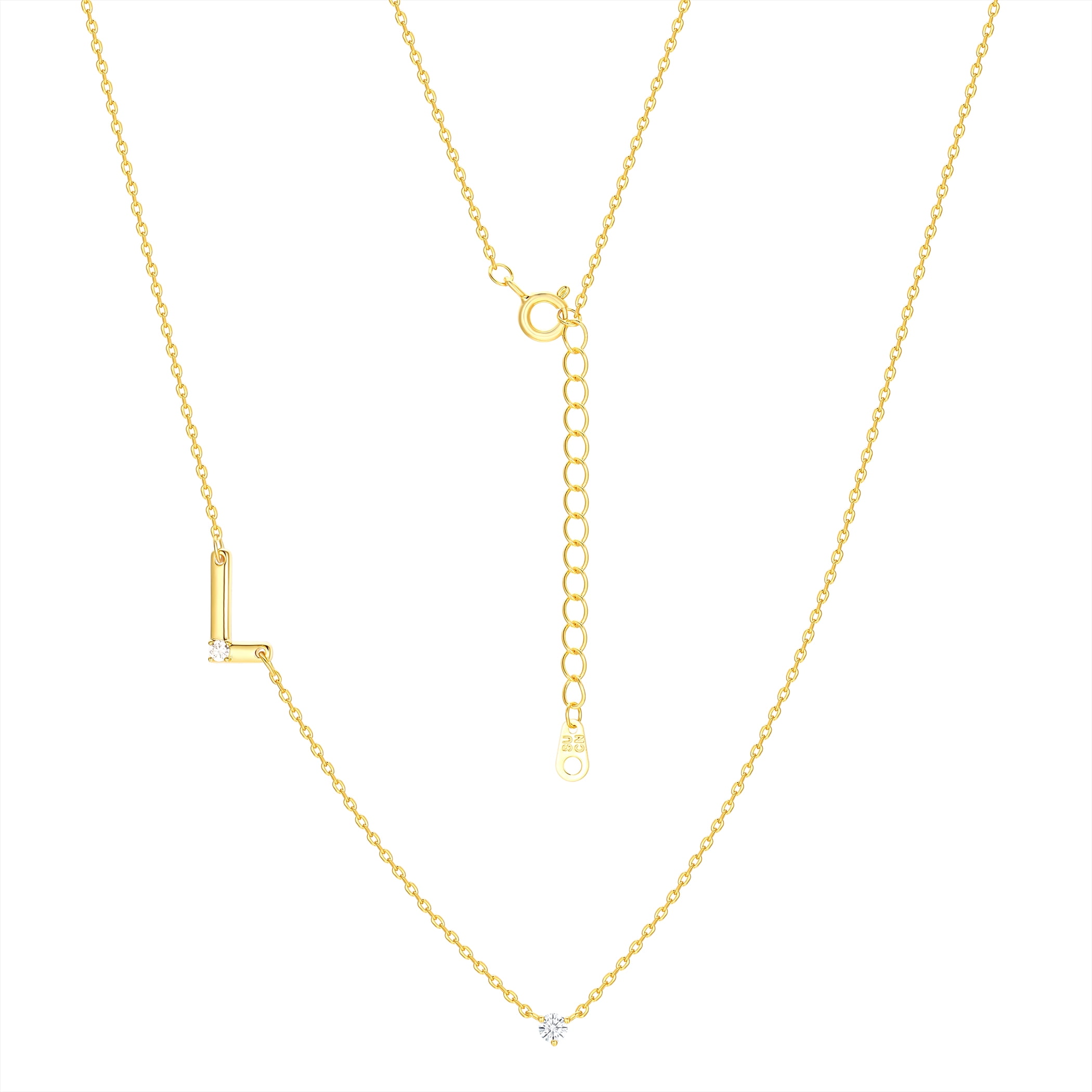 Believe by Brilliance L Triple Chain Initial Necklace Set in 14KT Gold Flash Plated Brass