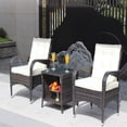 thumbnail image 3 of Hommoo 3-Piece Patio Conversation Furniture set, Wicker Rattan Outdoor Chairs Set with Cushion, Brown and Beige, 3 of 7