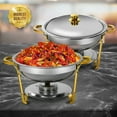 thumbnail image 2 of Jacgood Round Golden Chafing Dish Buffet Set, 5Qt 6 Pack Stainless Steel Catering Warmer Set with Water Pan for Home Party, Buffets, Wedding, Banquet, Catering Events, 2 of 8