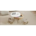 thumbnail image 5 of Modern Round Lift-Top Coffee Table with Storage & 3 Ottomans|White & Natural, 5 of 10