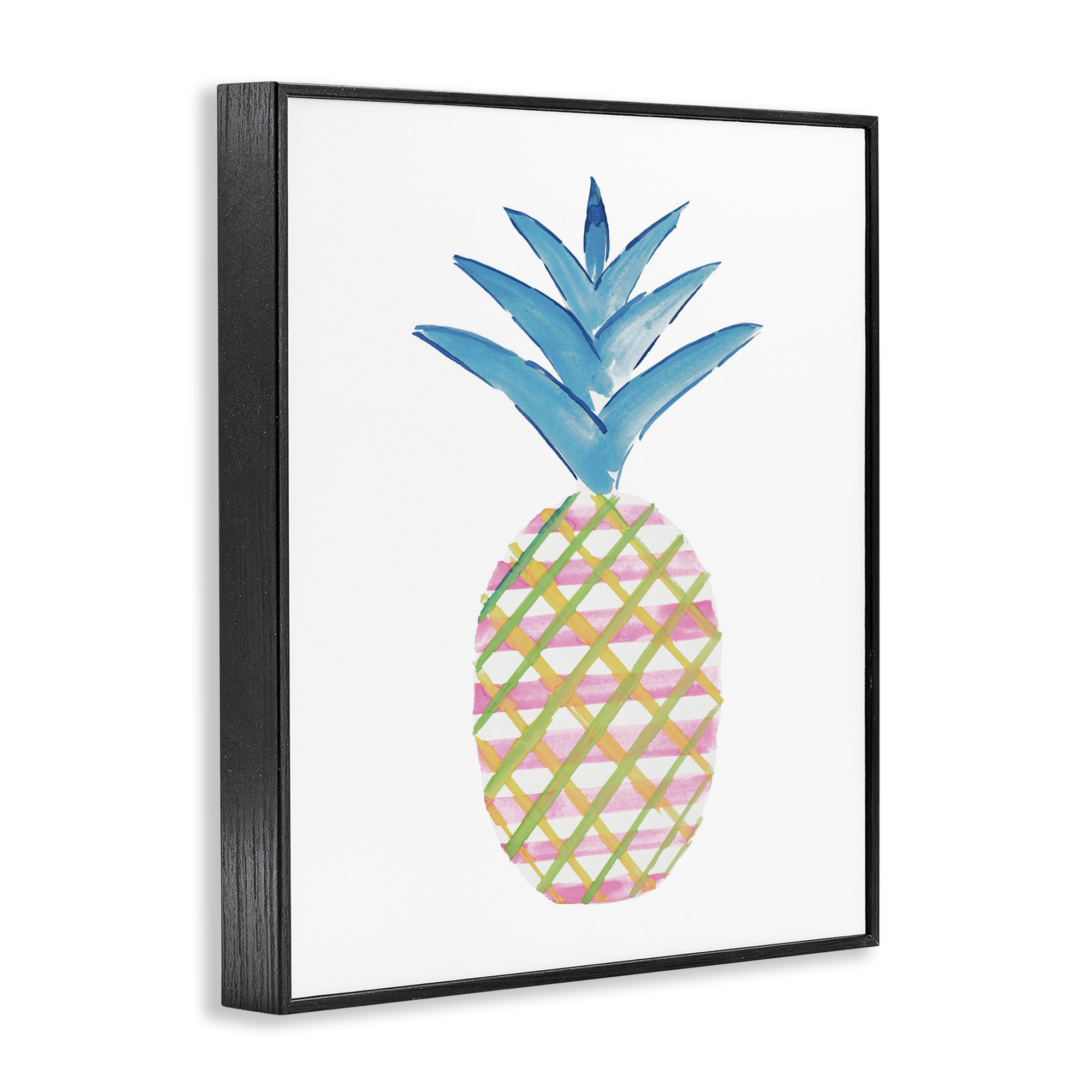 Stupell Industries Tropical Tartan Pineapple Food & Beverage Painting Black Framed Art Print Wall Art, 11 x 14
