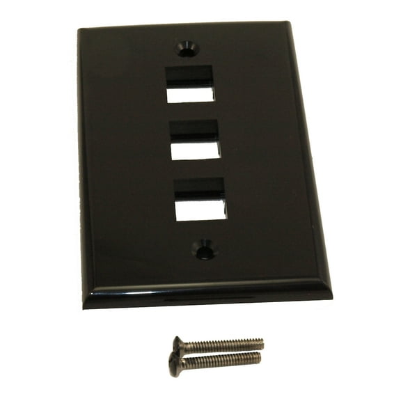 Wall plate: Keystone, 3 Hole - Black