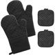 thumbnail image 1 of Juego de 4 guantes de horno resistentes al calor y antideslizantes: juego de 4 guantes de horno antideslizantes resistentes al calor de 300 °C, guantes de cocina, guantes de repostería con algodón, 1 of 4