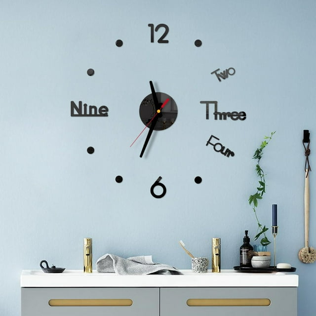 Vaidha DIY Wall Clock 3D Mirror Sticker Home Office Decor Clock