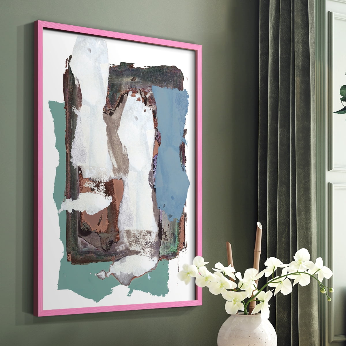 Brights Soft Wash I Framed Print in Pink Solid Wood Framed Print No Nail Hanging