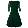 thumbnail image 4 of Jusqu'à 65 % de Rabais! Robes d'Été Mode pour Femmes 2024 Grande Taille Tempérament Manches Trois Quarts Faux Deux Pièces Encolure Patchwork Grande Jupe Robe en Dentelle, 4 of 6