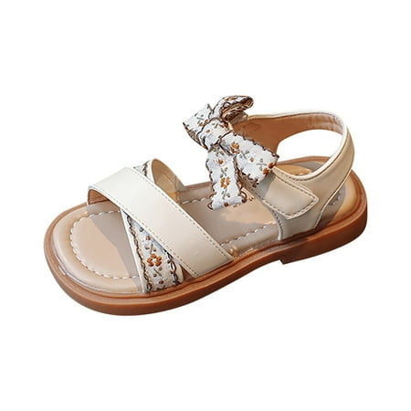 

Povozer Girls Sandals Sandals Flower Pattern Open Toe Shoes Soft Bottom Princess Shoes Beach Shoes for Toddler (Beige 9.5 Little Child)
