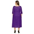 thumbnail image 4 of IBTOM CASTLE Women Plus Size Cocktail Dress Vintage 3/4 Sleeve Floral Lace Wedding Guest Dresses Pleated High Waist A-Line Swing Dresses Formal Prom Midi Party Dresses with Pockets 5XL Purple, 4 of 5
