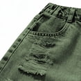 thumbnail image 4 of BXJX Girls Denim Shorts, School Summer Elastic Waist Relaxed Fit Kids Jean Shorts Army Green Size 11-12 T, 4 of 6