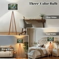 thumbnail image 3 of Wood Tripod Floor Lamp, Mid Century Wood Standing Lamp with 3 Color Temperature Dimmable Standing for Living Room, Bedroom, Office Silver Flaxen Lamp Shade, 3 of 5