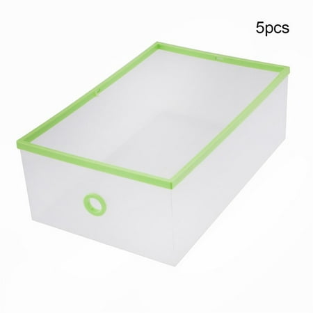 5-Pack Transparent Stackable Shoe Storage Boxes, Multifunction Plastic Foldable Shoe Boxes Storage Organiser DIY Shoe Drawers Home Storage,5 Storage Boxes