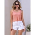 thumbnail image 3 of DARING DIVA Women's Crochet Sleeveless Tie Front Cropped Top S Pink, 3 of 6