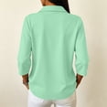 thumbnail image 4 of Hearthz Womens Golf Polo Shirts 3/4 Long Sleeve Button Henley Neck T Shirts for Women Solid Color Basics Womens Clothing Mint Green L, 4 of 4