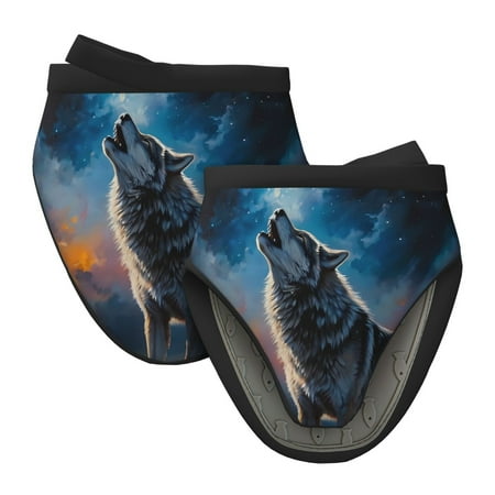 

Lukts Lonely Night Sky Wolf for Silicone Oven Mitts Heat Resistant Silicone Potholders Mini Oven Mitts Oven Glove Kitchen Mittens Pinch Mitts Cooking Mitts