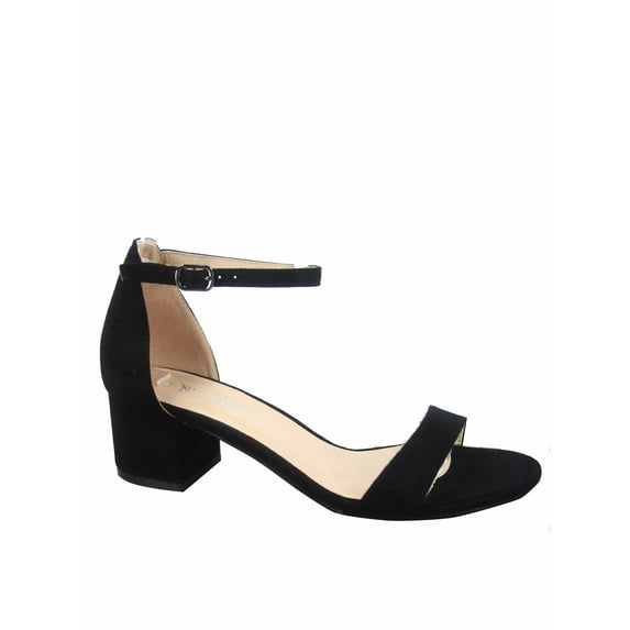 Eldred Women's Open Toe Ankle Strap Buckle Low Chunky Heels Causal Sandals Shoes (Black, 6.5)
