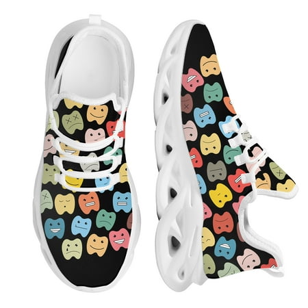 

Colorful Tooth Cartoon Women s Casual Sneakers Lightweight Non-Slip Platform Sport Shoes Dental Assistant Footwear