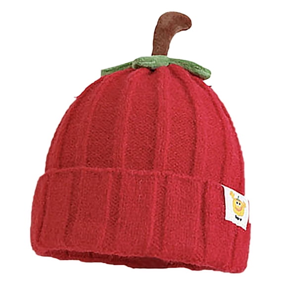AJGRHE Warm Caps Girl Boy Winter Scarf Kid Hat Cap Knit Care Pumpkin Knitted Beanie Hat Winter Thick Warm Soft Cute Hat Cap for Kids Toddler Boys Girls for Halloween Christmas Red 4-10 Years