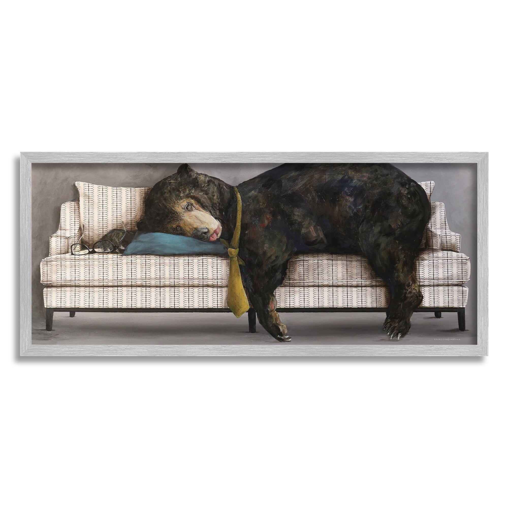 Stupell Industries Exhausted Papa Bear Sleeping Business Tie Modern Couch, 24 x 10, Design by Kamdon Kreations