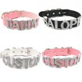 thumbnail image 3 of Collar de lujo con letras de diamantes de imitación para mujer y hombre, Gargantilla ancha de cuero PU negro, nombre personalizado, bricolaje, 3 of 4