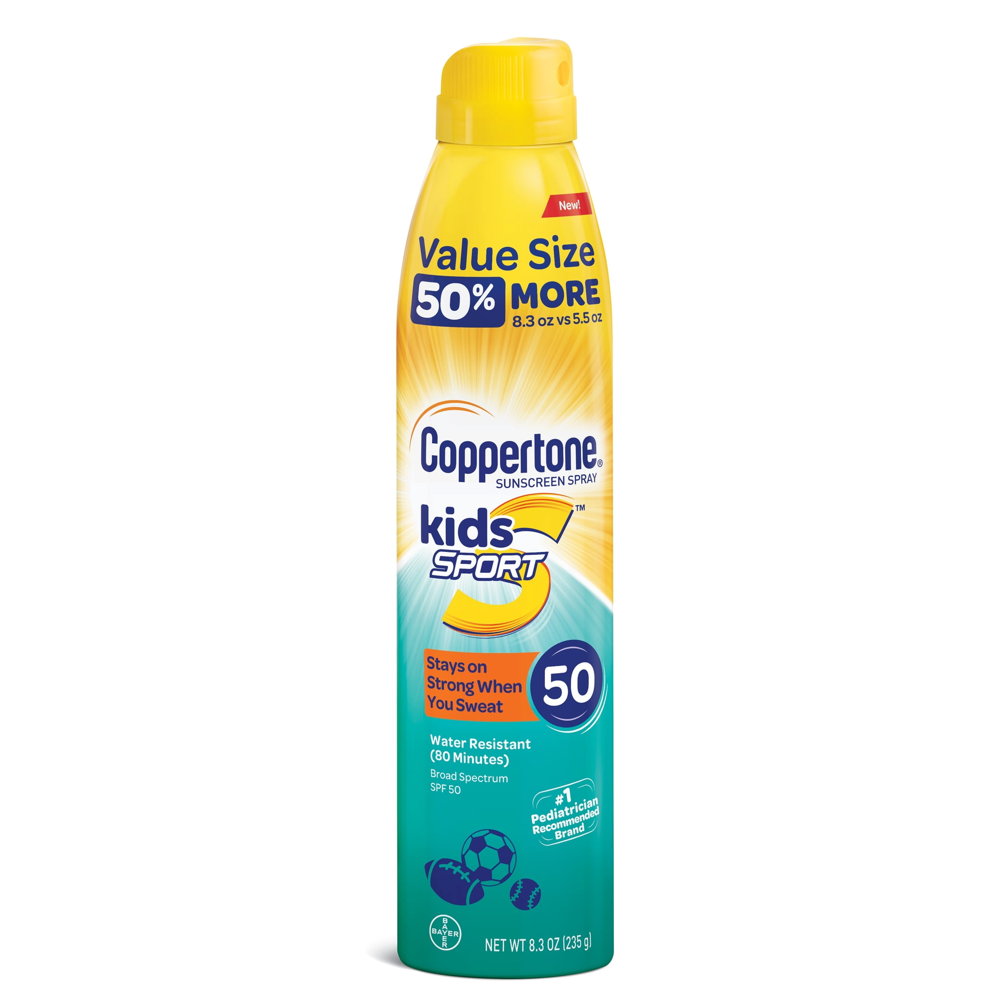 Coppertone Kids Sport Sunscreen Water Resistant Spray SPF 50, 8.3 oz