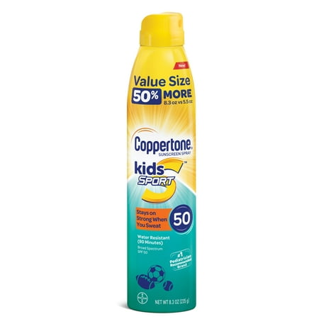Coppertone Kids Sport Sunscreen Water Resistant Spray SPF 50, 8.3 oz