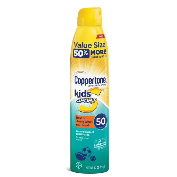 Coppertone Kids Sport Sunscreen Water Resistant Spray SPF 50, 8.3 oz