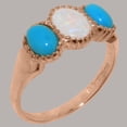 thumbnail image 2 of LBG British Made Classic 18k Rose Gold Natural Opal & Turquoise Womens Anniversary Ring - 33 size options - Size 5.25, 2 of 7