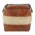 thumbnail image 2 of Cobbler Industrial Pouf in Brown Leather & Tan Canvas by, 2 of 5
