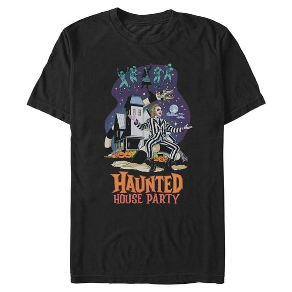 Mens Beetlejuice Welcome To The Haunted House Party T Shirt