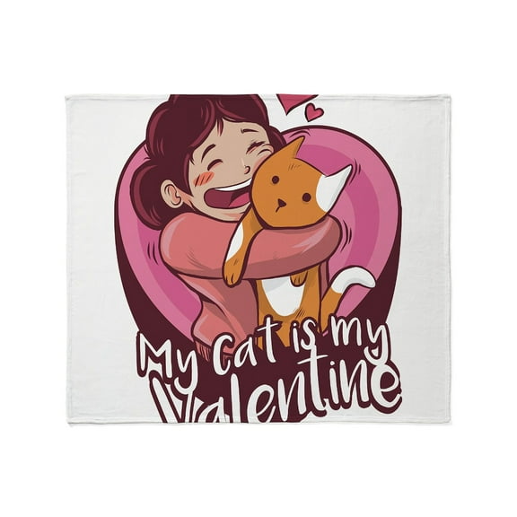 CafePress - My Cat Is My Valentine - Soft Fleece Throw Blanket, 50"x60" for All Ages
