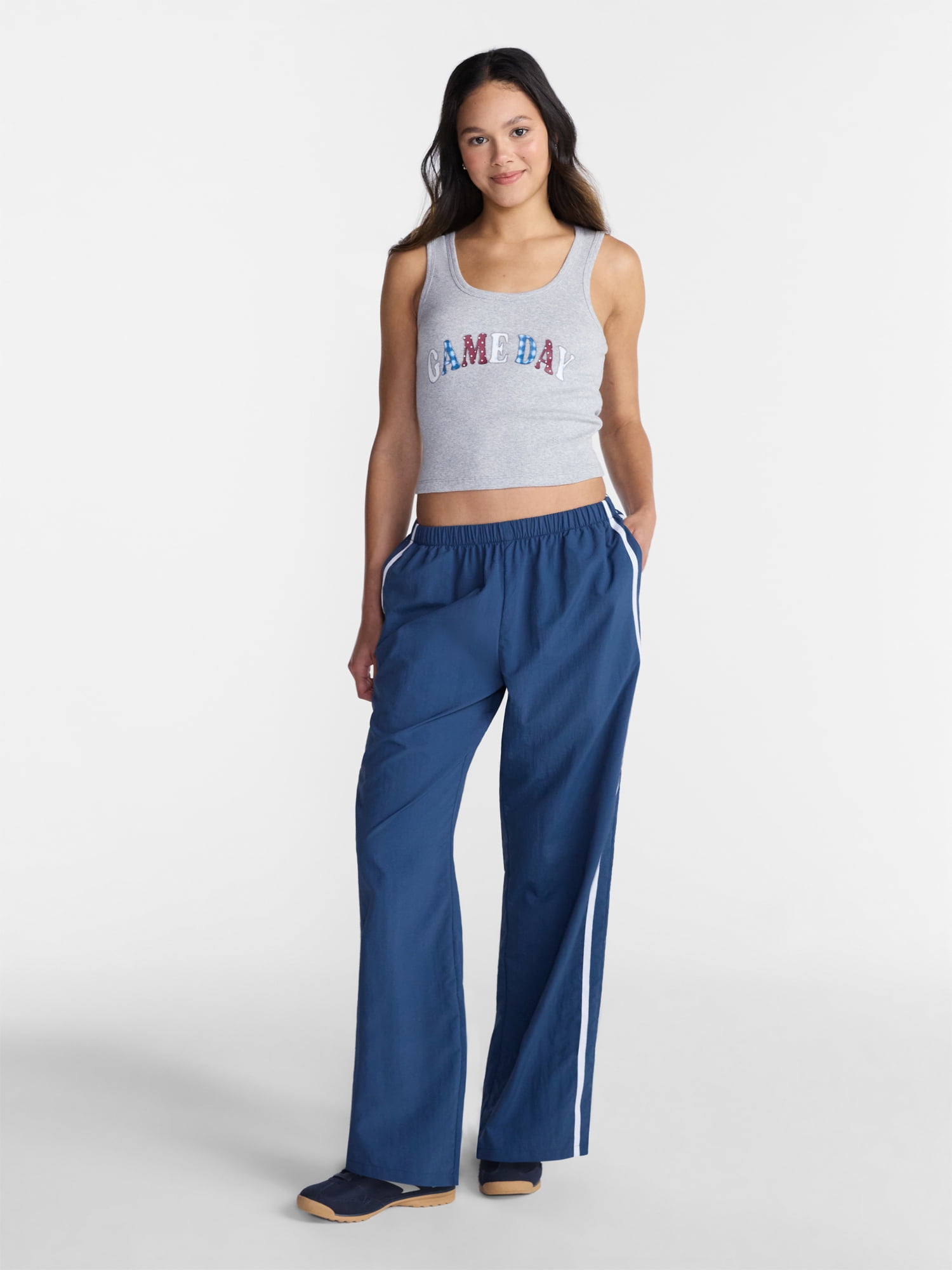 No Boundaries Ribbed Graphic Game-Day Tank Top, Women'ss XXS-4X