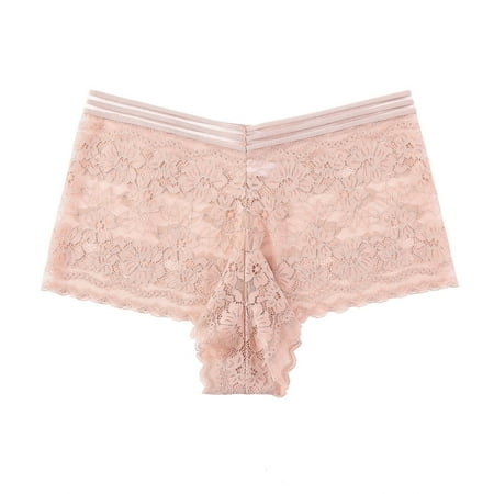 Ohufall Plus Size Underwear for Women Sexy Breathable Solid Color Lace Panty High Waist Tummy Control Cheeky Brief