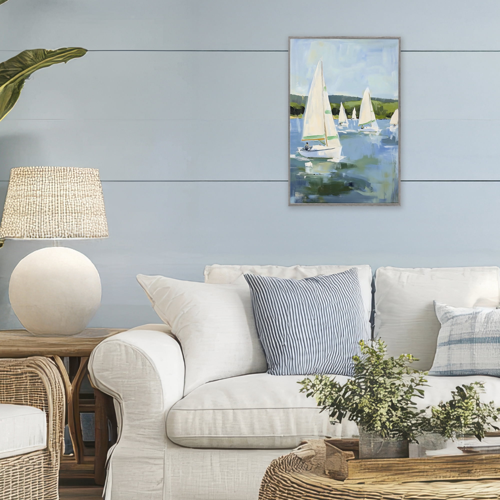 Stupell Industries Boat Race Regatta Gray Framed Giclee Art, design by Petal Prints Design