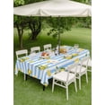 thumbnail image 4 of Outdoor Tablecloth with Umbrella Hole for Patio/Picnic/Party/Camping, Cute Lemon Summer Waterproof Table Cloth Rectangle Table Cover Washable, Farmhouse Floral Blue Striped (60"x 102"), 4 of 8