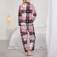 thumbnail image 3 of Pajama Sets for Women 2 Pcs, Pink heart plaid Button Down Long Sleeve Sleepwear Lounge PJ Sets, 3 of 6