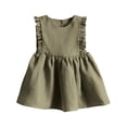 thumbnail image 1 of Felwors Été Bambin Fille Lin Coton Sans Manches Imprimé Couleur Unie Robe Douce et Confortable Tenue de Tous les Jours, 1 of 3