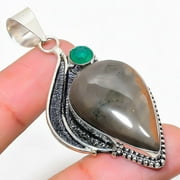 Mookaite, Green Jade Gemstone 925 Sterling Silver Jewelry Pendant 2.40"
