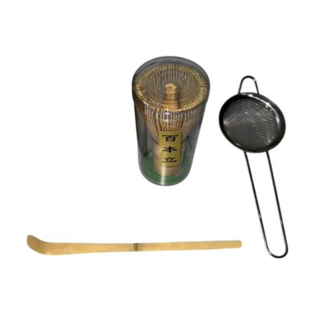 Tnarru Japanese Matcha Tea Set Bamboo Tea Matcha Tools Accessories Matcha Tea Ceremony Kit Stainless Steel for Tea Room 3pcs