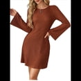 thumbnail image 2 of Vestido Minivestido Ajustado de Larga con Lazo y Espalda Descubierta para Mujer, Estilo Suéter, para Fiesta de Noche y Halloween. Marrón M, 2 of 10