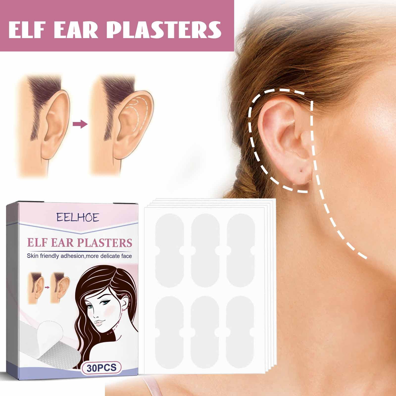 6pcs Elf Ear Patches Skin-friendly Invisible Face Lifting Stickers, Support  Anti-flop, Shaping Artifact, Makeup Tool