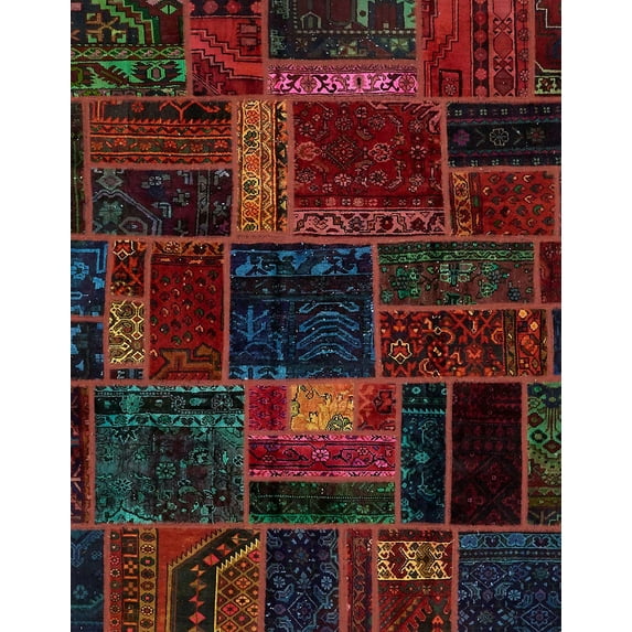 Ahgly Company Indoor Rectangle Abstract Reddish Brown Oriental Area Rugs, 5' x 8'