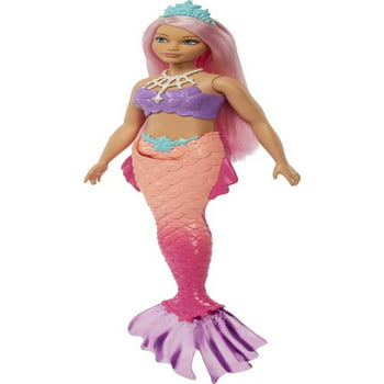 Barbie Dreamtopia Mermaid Doll with Curvy Body, Pink Hair & Tail & Tiara Accessory