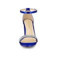 thumbnail image 6 of BLISSFUL STEP Women's Sandals Rhinestone Chunky Heel Ankle Strap Open Toe Party Shoes Deep Blue 8, 6 of 7
