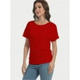 thumbnail image 2 of Women's Short Sleeve Boat Neck Dolman Top with Side Shirring, 2 of 6