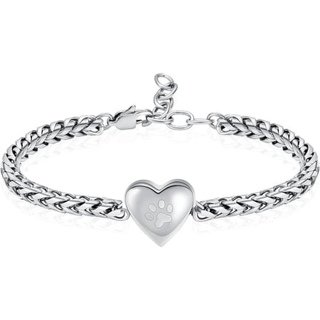 Pet Cremation Urn Bracelet for Ashes for Women Dog Cat Paw Urn Bangle Heart Cremation Jewelry Keepsake Memorial Urn Jewelry