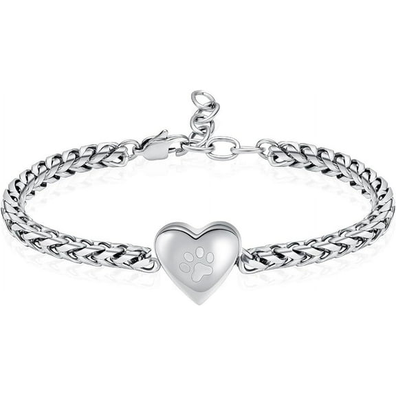 Pet Cremation Urn Bracelet for Ashes for Women Dog Cat Paw Urn Bangle Heart Cremation Jewelry Keepsake Memorial Urn Jewelry