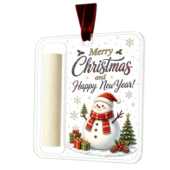 AURIGATE Acrylic Christmas Money Holder Ornament Clear Cash Gift Ball with Slot and Velvet Ribbon Double Sided Printed Hanging Decoration for Tree Holiday Gift