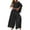 Black, variant on Womens 2 Piece Outfits Solid Color Crewneck Shirts Wide Leg Pants Casual Set Summer Casual Loose Sweatsuits