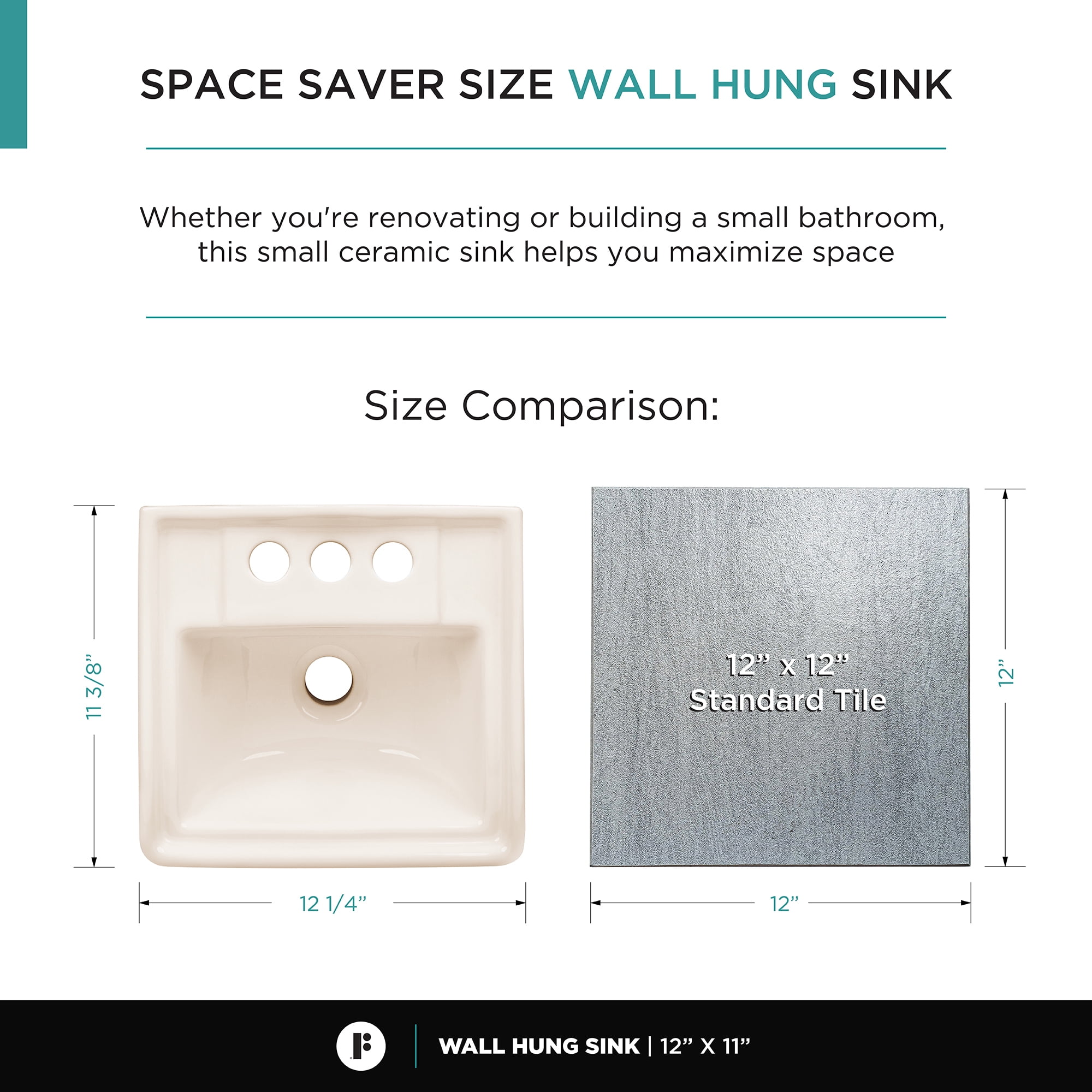 Fine Fixtures  Ceramic Biscuit Small Wallmount Sink - 12"