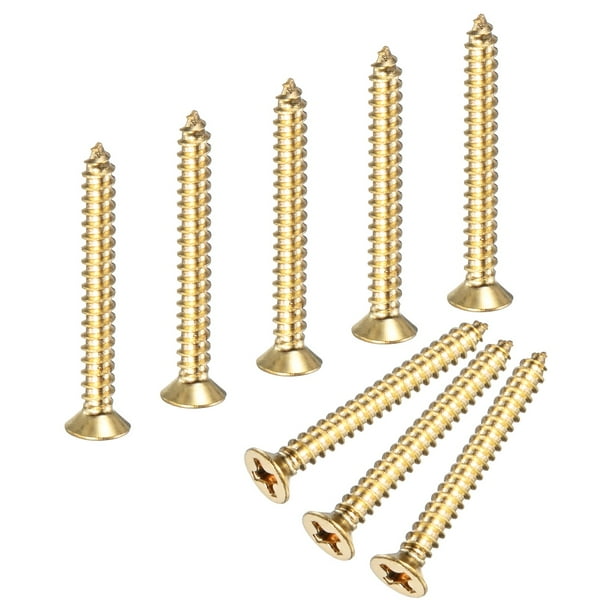 Uxcell Paquete de 100 Tornillos de Madera, M3 x 25mm Cabeza Plana Phillips de Latón